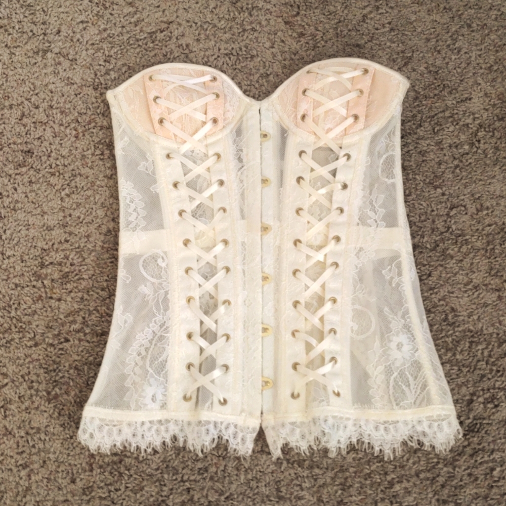 Adore Me Cream Lace Corset - Small